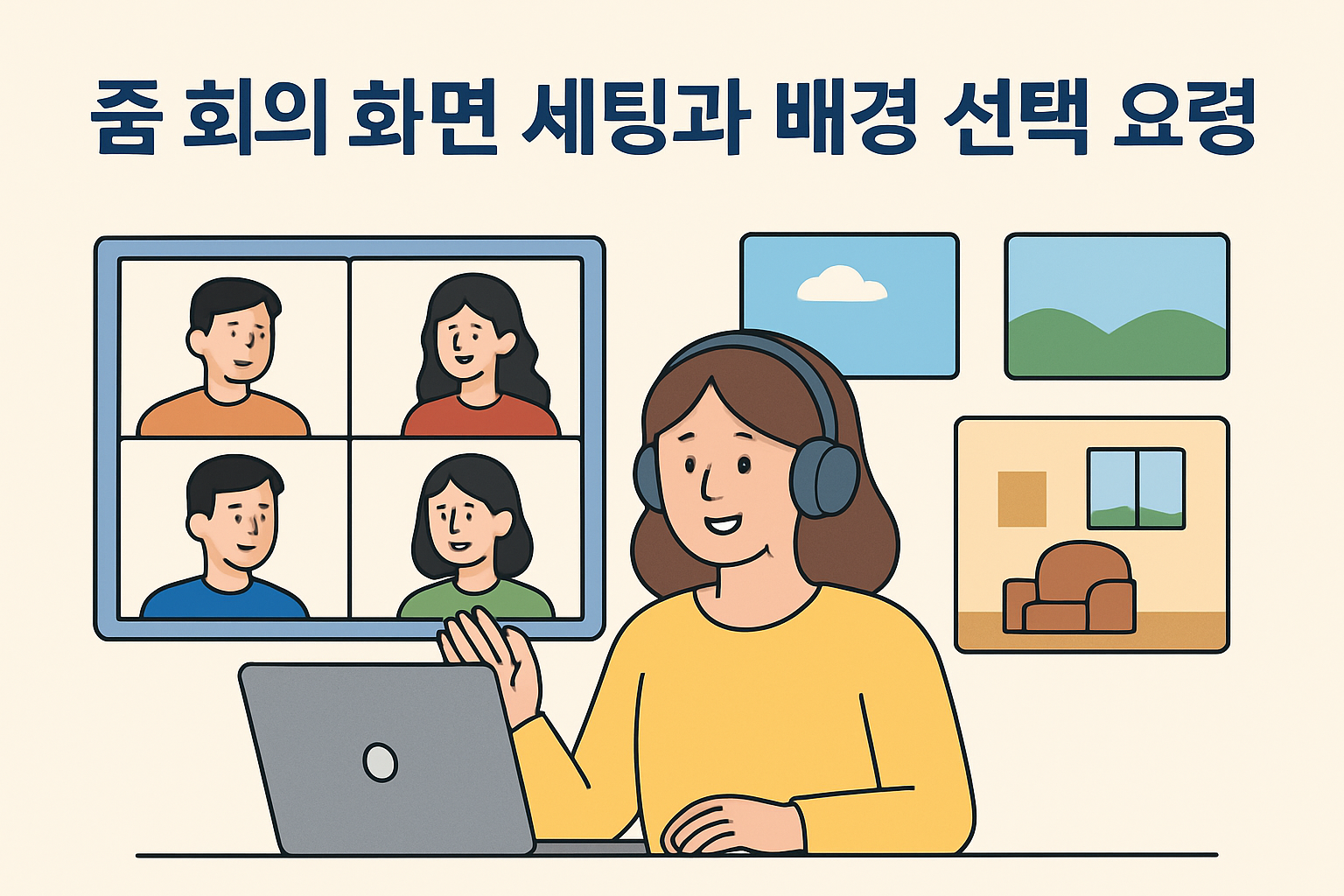 줌 회의 화면 세팅과 배경 선택 요령