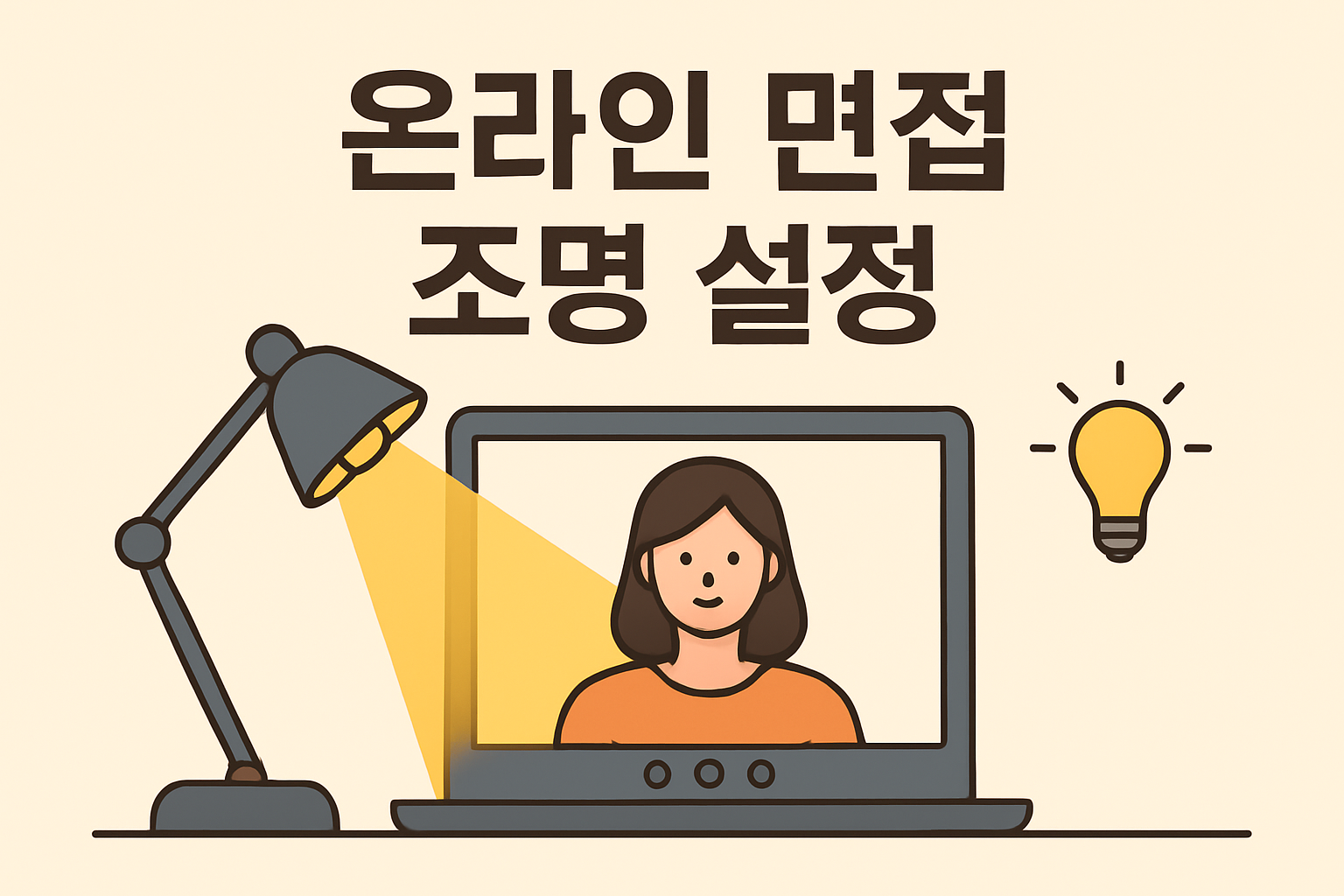 온라인 면접 카메라 위치와 조명 설정