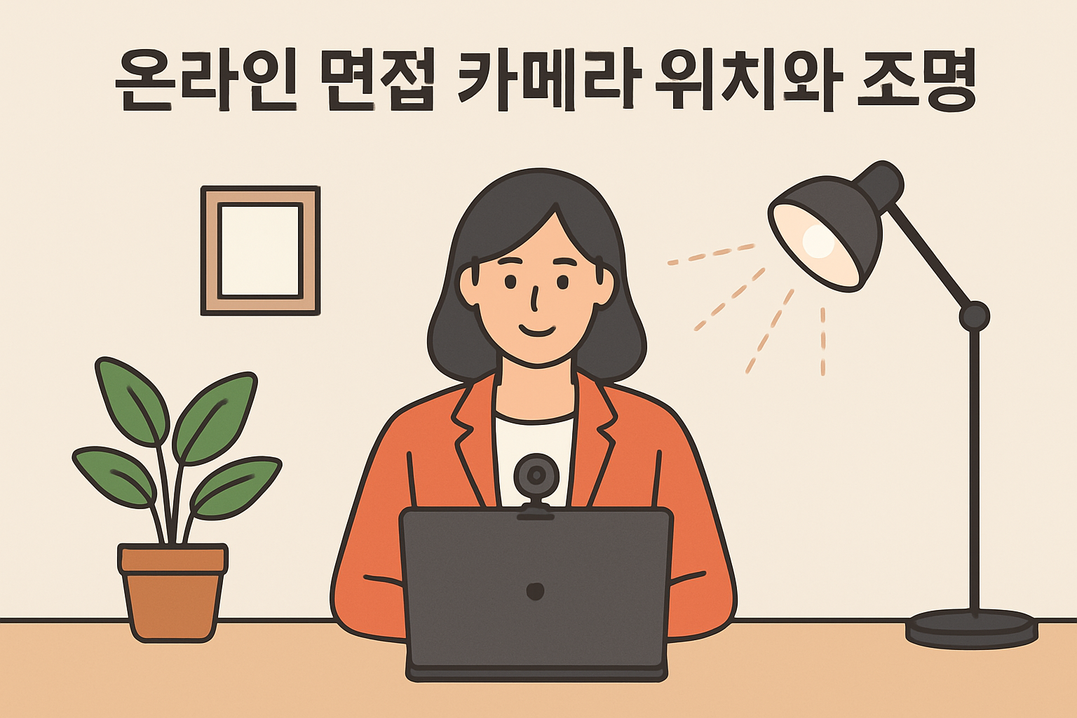 온라인 면접 카메라 위치와 조명 설정